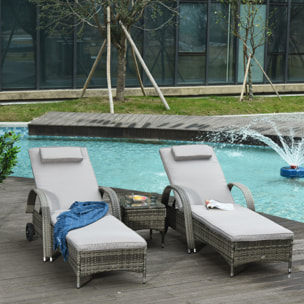 Lot de 2 transats – Grand confort – Table incluse