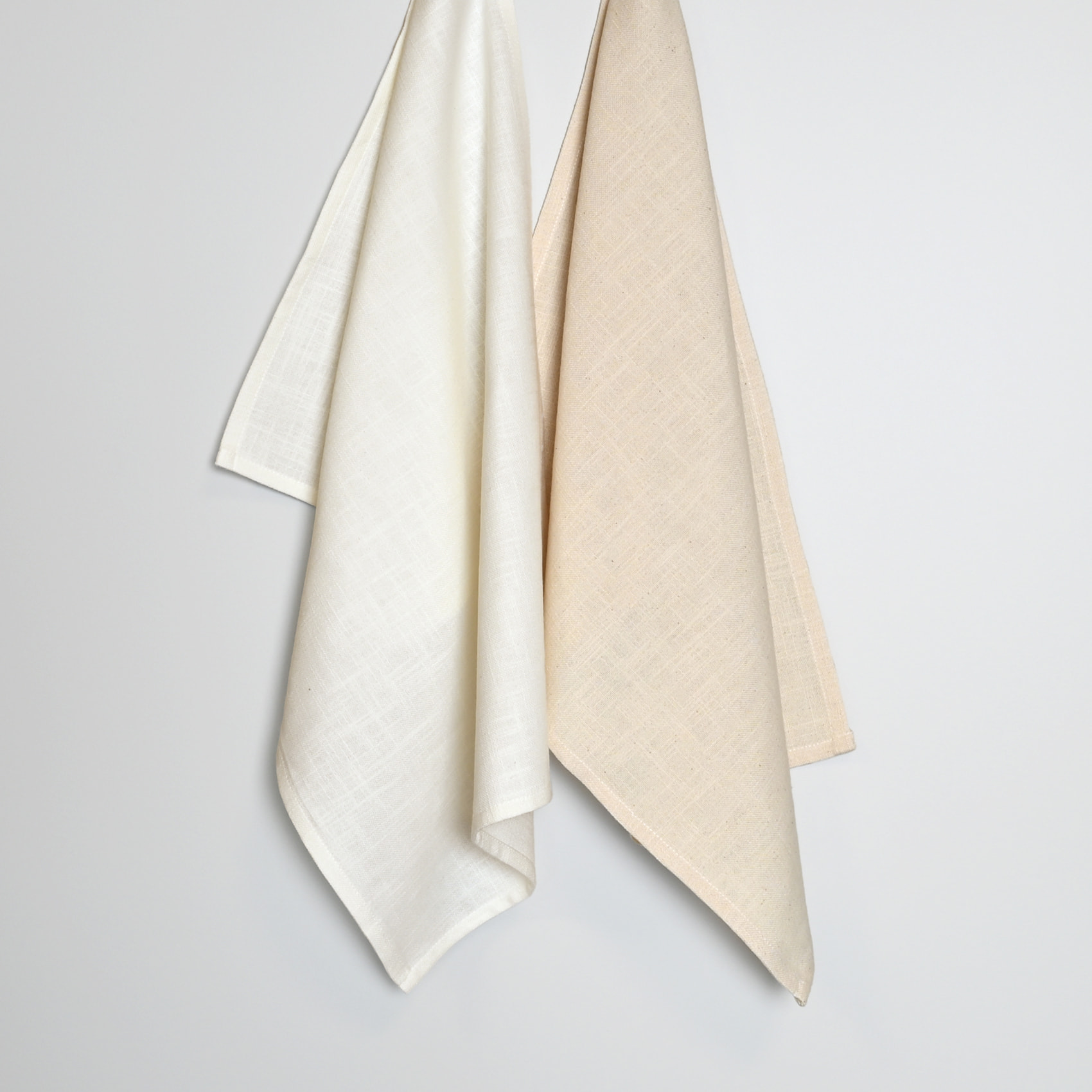 Torchon de cuisine en coton uni aspect tissé - Ecru
