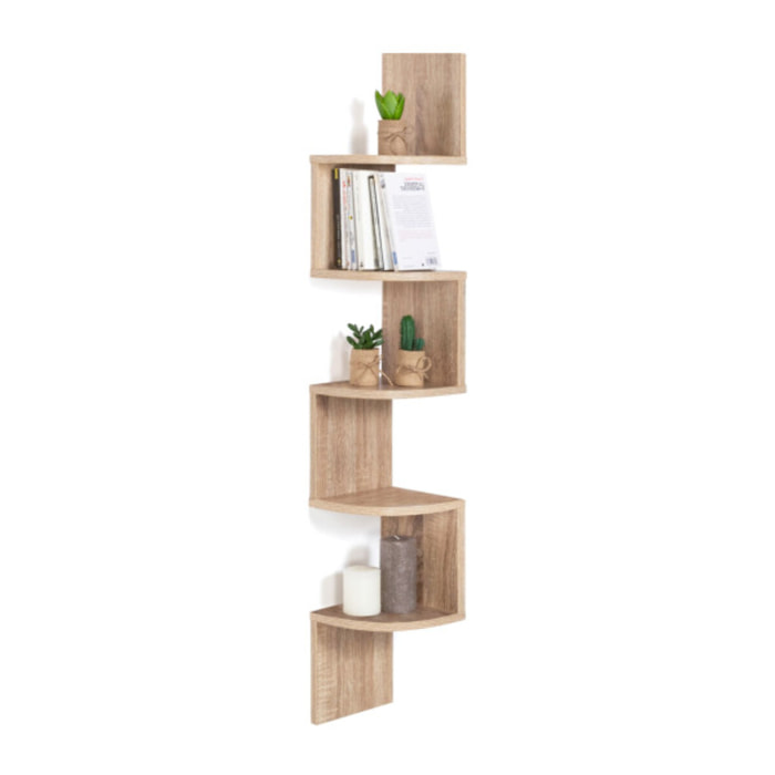 Etagère murale d'angle effet hêtre 120cm