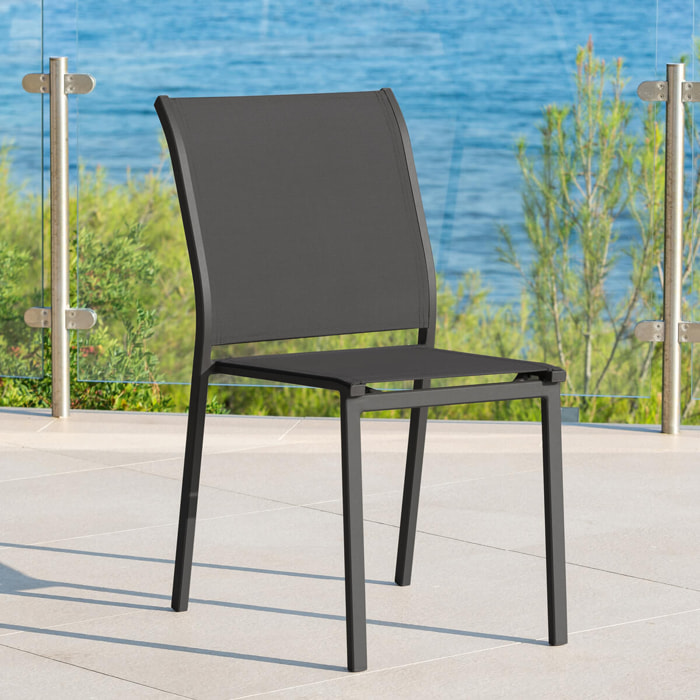 Chaise de jardin empilable "Essentia" anthracite & graphite aluminium traité époxy