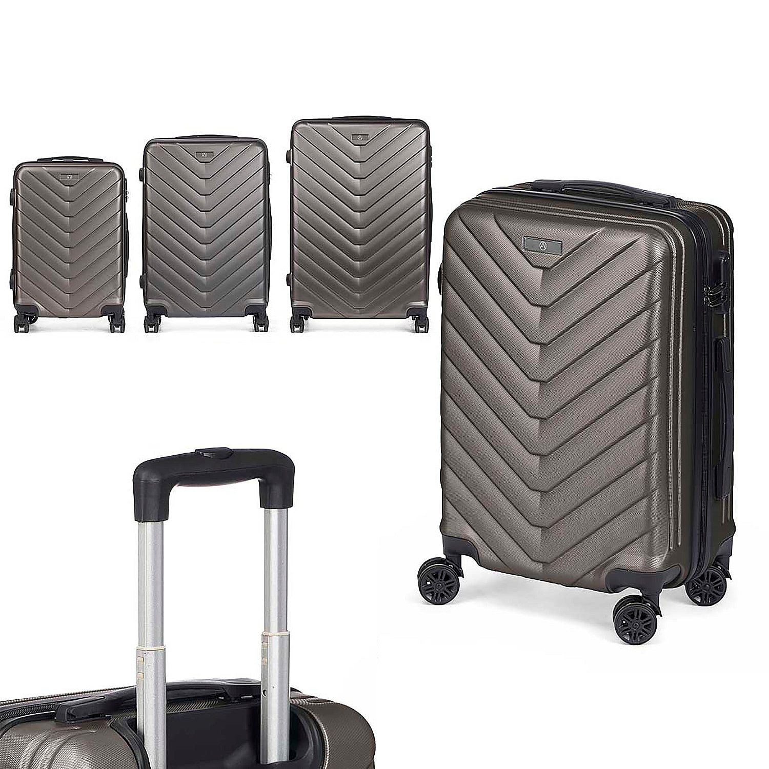 Set de 3 maletas trolley de ABS, ligeras y resistentes. Diseño escamas.