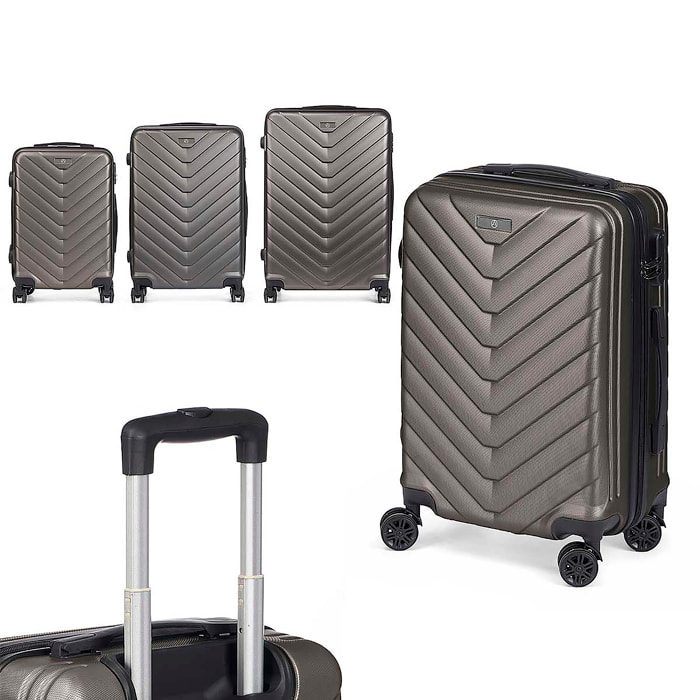Set de 3 maletas trolley de ABS, ligeras y resistentes. Diseño escamas.