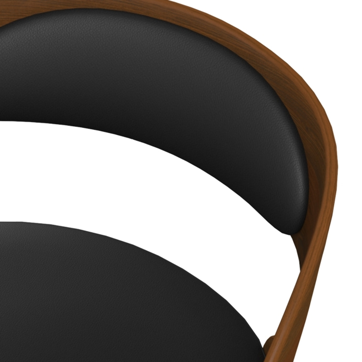 Chaise de bureau pivotante en bois foncé et PU noir - Louis
