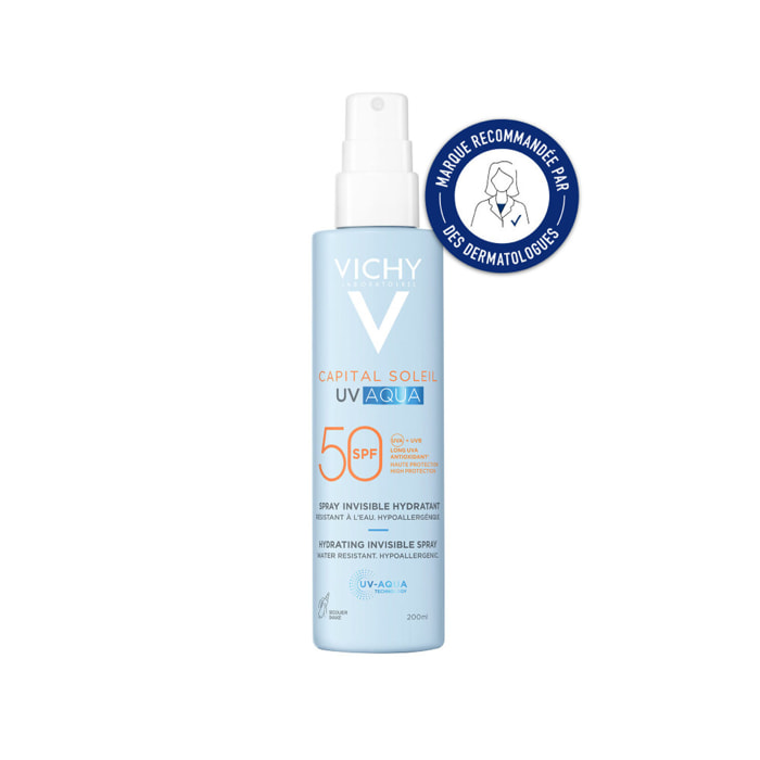 Capital Soleil UV-Aqua SPF50 - Spray Hydratant Invisible Resistant a l'Eau 200 ml