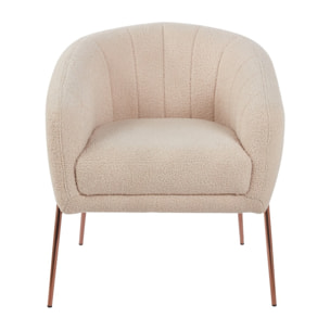 Poltrona in tessuto teddy beige con gambe metallo - Cloud