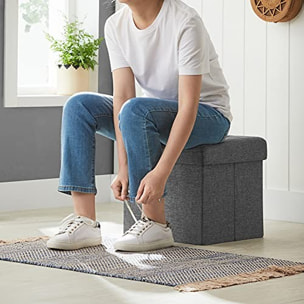 Pouf contenitore pieghevole grigio scuro in simil lino