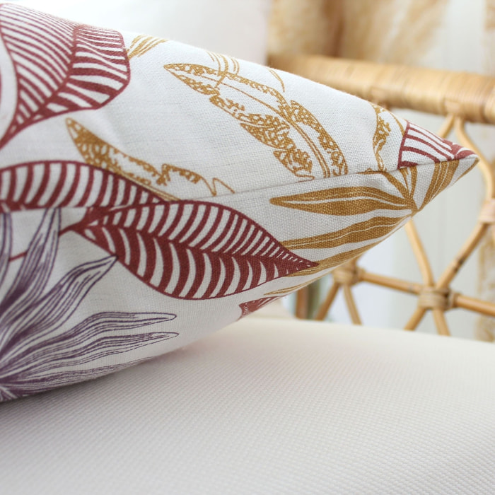 Coussin canapé déhoussable motif végétal coloré - Multicolore