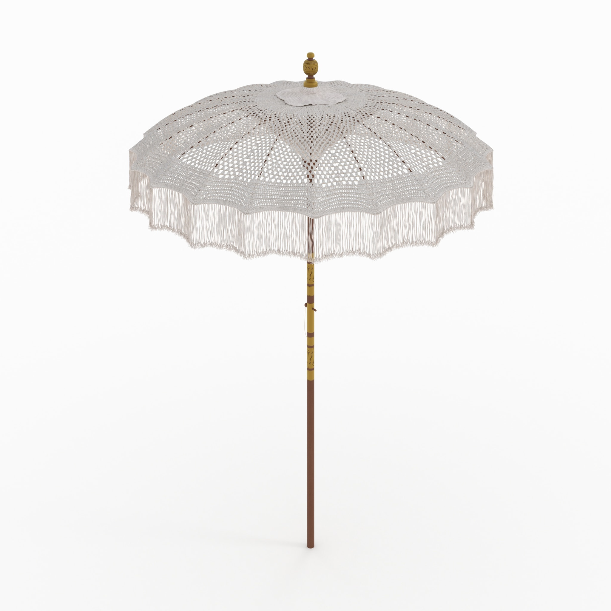 Parasol en bois de cocotier et macramé - Fakélé