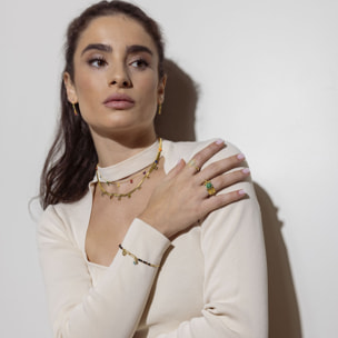 Pulsera de Cuarzo Hidrotermal Onix acabada en oro amarillo de 18K- Ribed