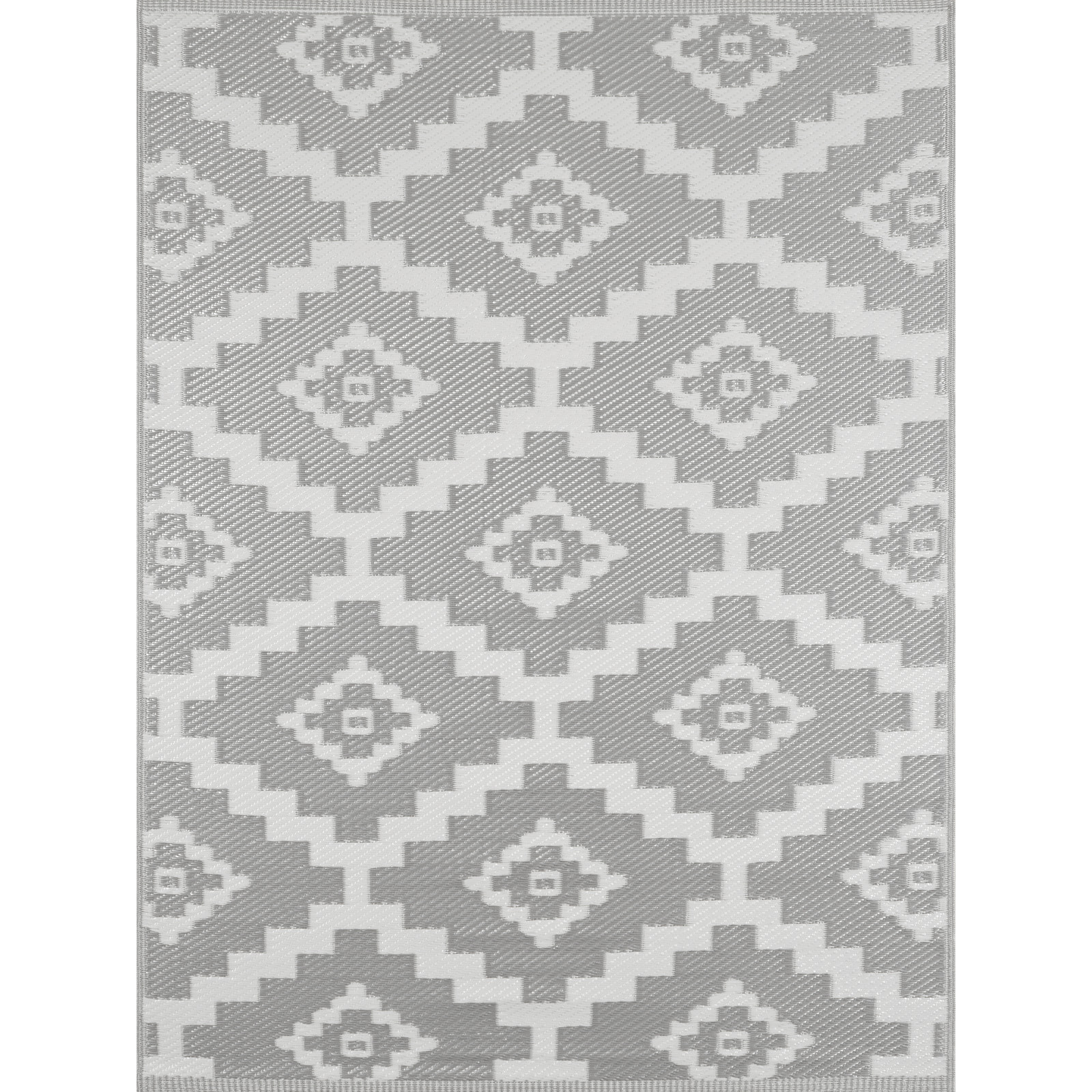 Scoobi - tapis d'exterieur gris et blanc motif graphique