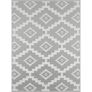 Scoobi - tapis d'exterieur gris et blanc motif graphique