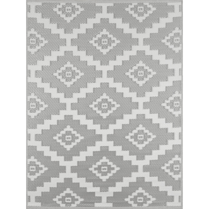 Scoobi - tapis d'exterieur gris et blanc motif graphique