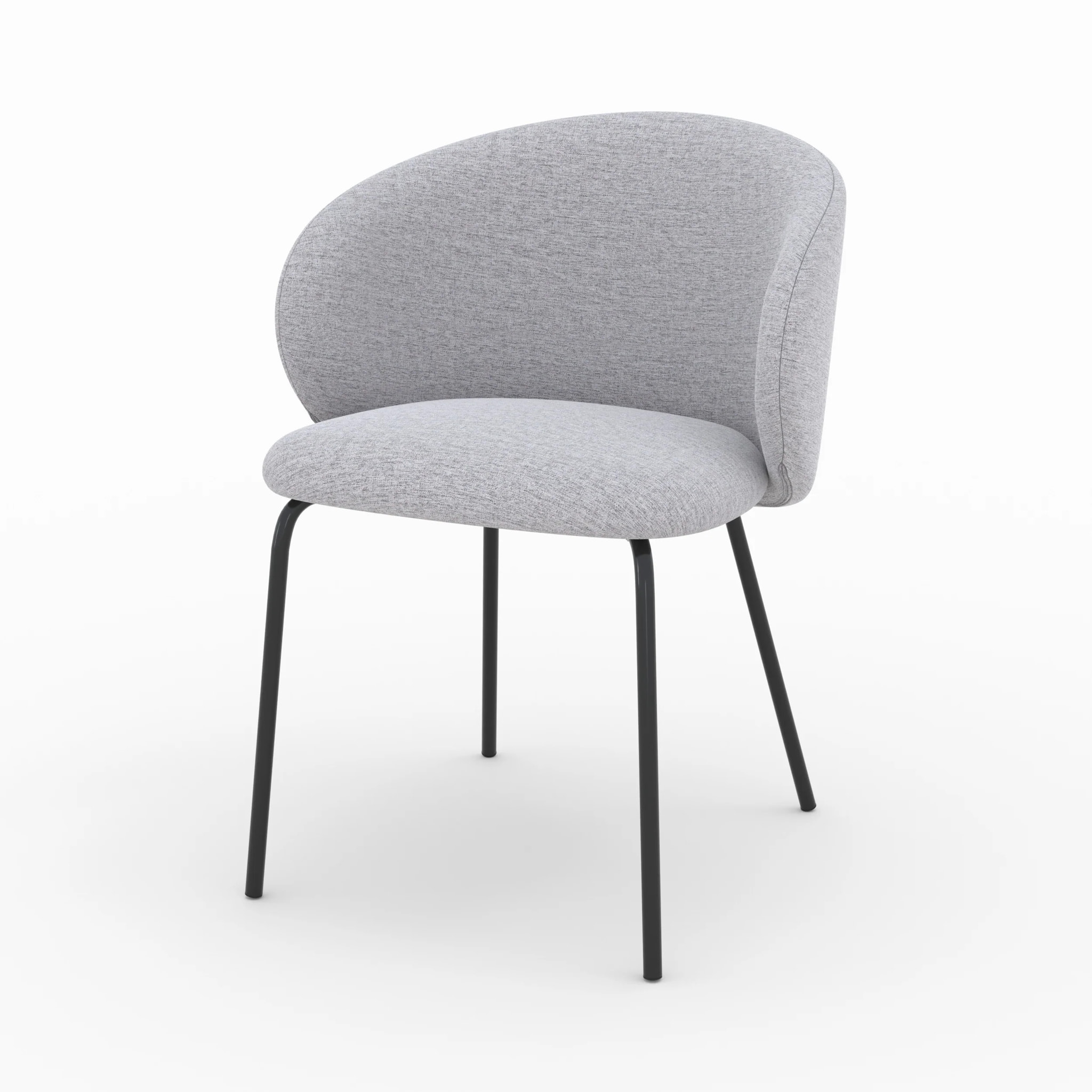 Lot de 2 chaises en tissu gris clair et pieds en métal noir - Victoria