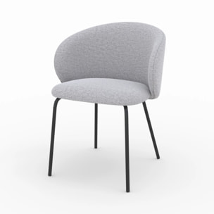 Lot de 2 chaises en tissu gris clair et pieds en métal noir - Victoria