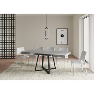 Table extensible 90x90/194 cm Abbraccio gris béton pieds anthracite