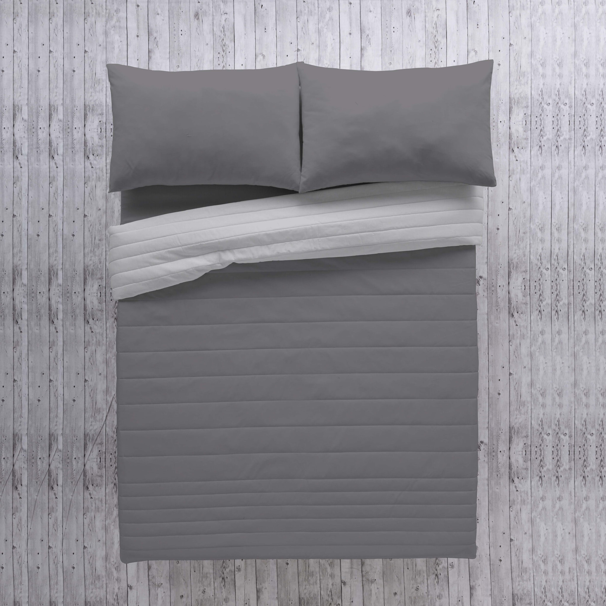 Icehome - Colcha Bouti - Lisa - Reversible - 100% Microfibra - 70 gr/m² - Gris/Gris Claro
