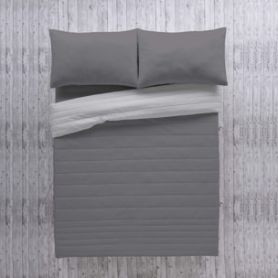 Icehome - Colcha Bouti - Lisa - Reversible - 100% Microfibra - 70 gr/m² - Gris/Gris Claro