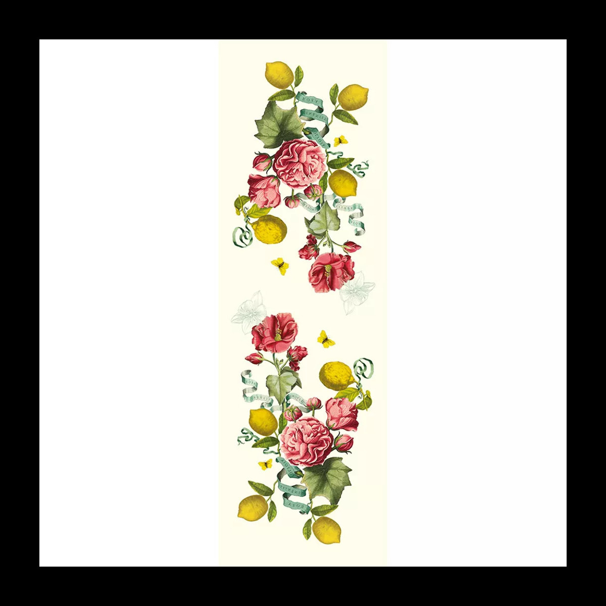 Chemin de table lin & coton lavé 190 g/m² imprimé multicolore Citrons de menton romance