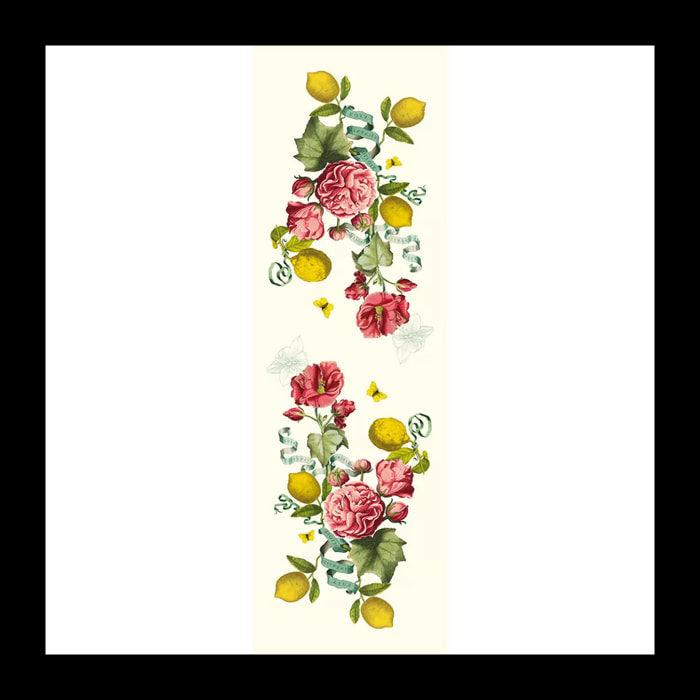 Chemin de table lin & coton lavé 190 g/m² imprimé multicolore Citrons de menton romance