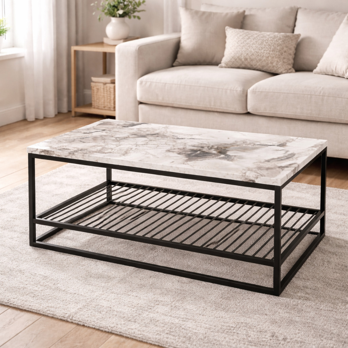 FES - Table basse effet marbre