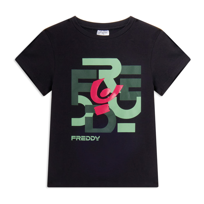 T-shirt Junior regular con grafica FREDDY a lettere sparse