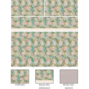 Completo Lenzuola LEAVES 100% Cotone e Made in Italy con stampa digitale HD