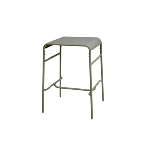 Table haute de jardin métal 2 places. kaki. 70 x 70 x 95cm