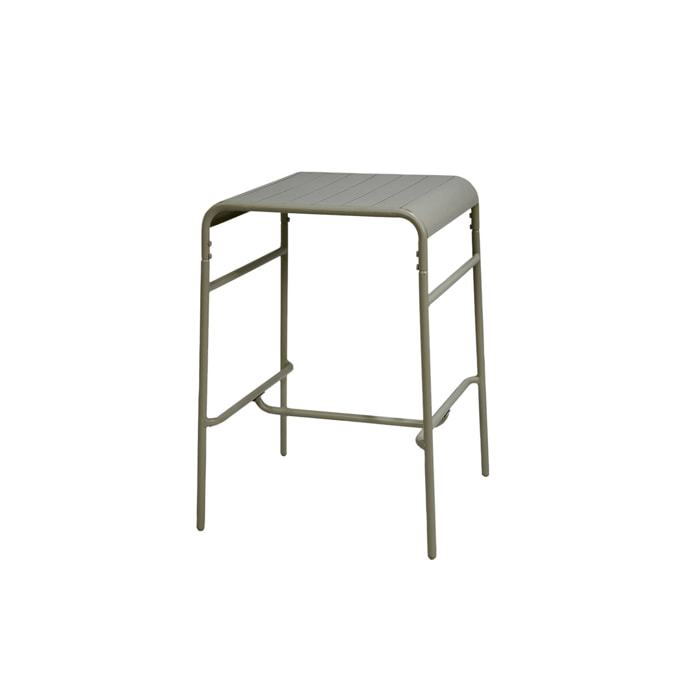 Table haute de jardin métal 2 places. kaki. 70 x 70 x 95cm