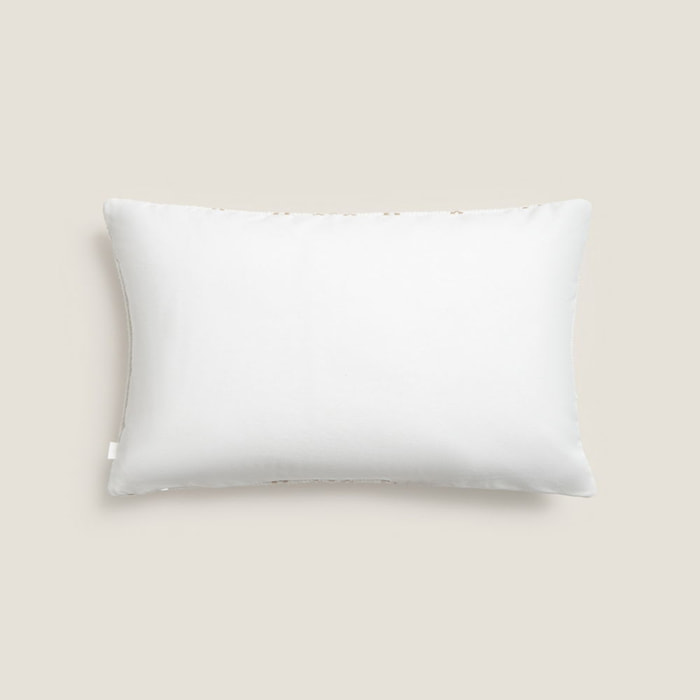 Funda de cojín algodón rayas tejidas Direc color marron beige Algodón y poliéster