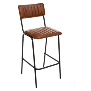 Chaise de bar "Dario" cuir marron cognac