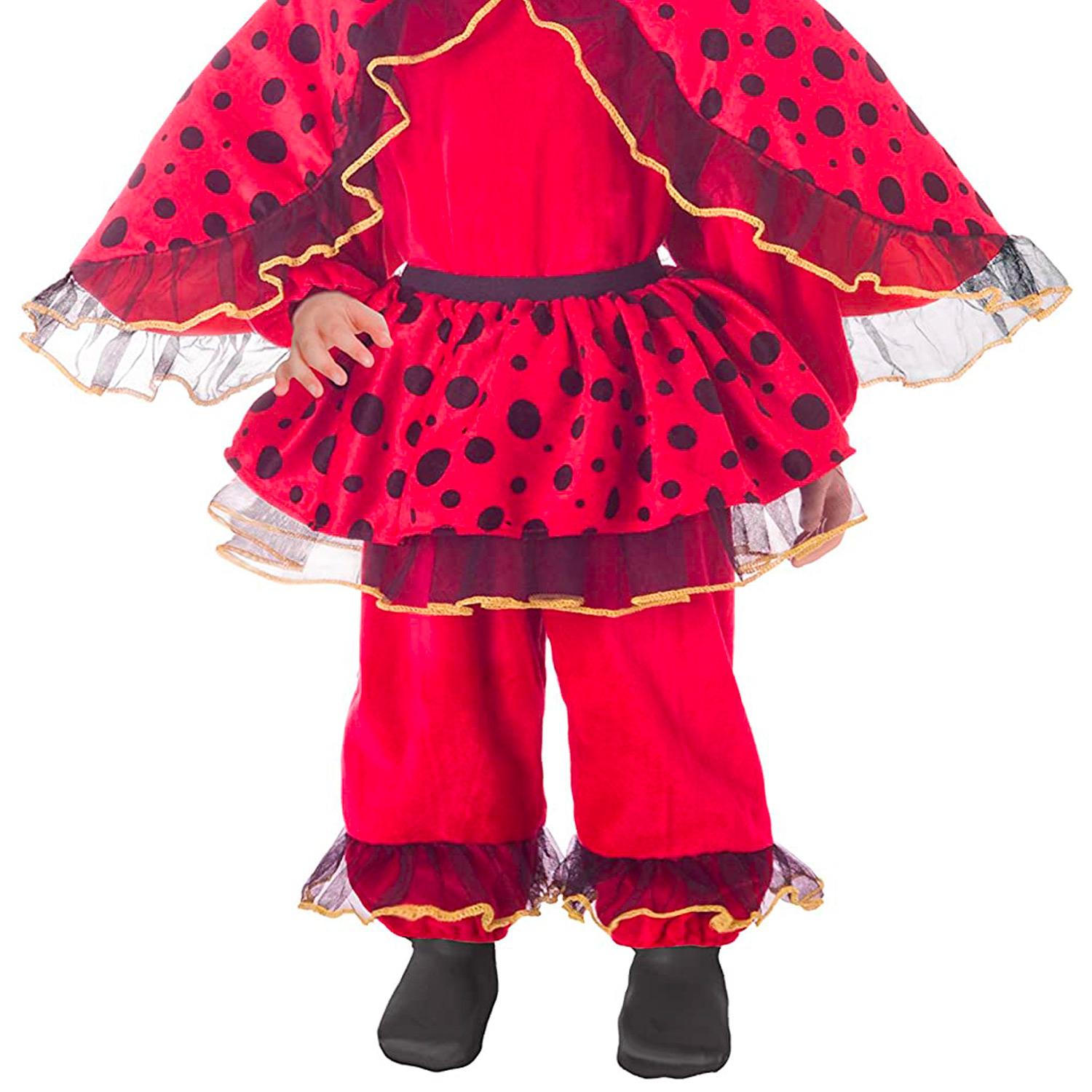 Costume Carnevale Travestimento Coccinella Peluche Rosso Nero Baby Bambini Ciao