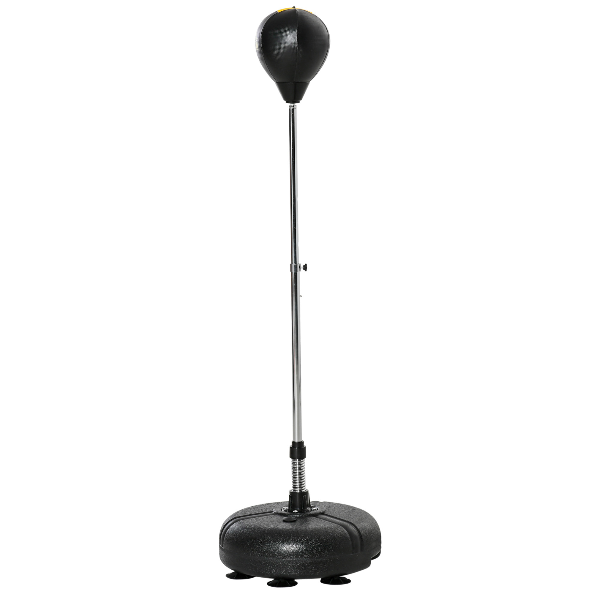 Punching ball sur pied hauteur réglable H.133 -151cm - ressort central, socle ventouses - accessoires - jaune noir