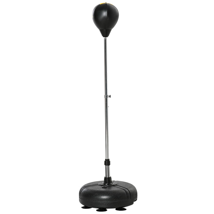 Punching ball sur pied hauteur réglable H.133 -151cm - ressort central, socle ventouses - accessoires - jaune noir