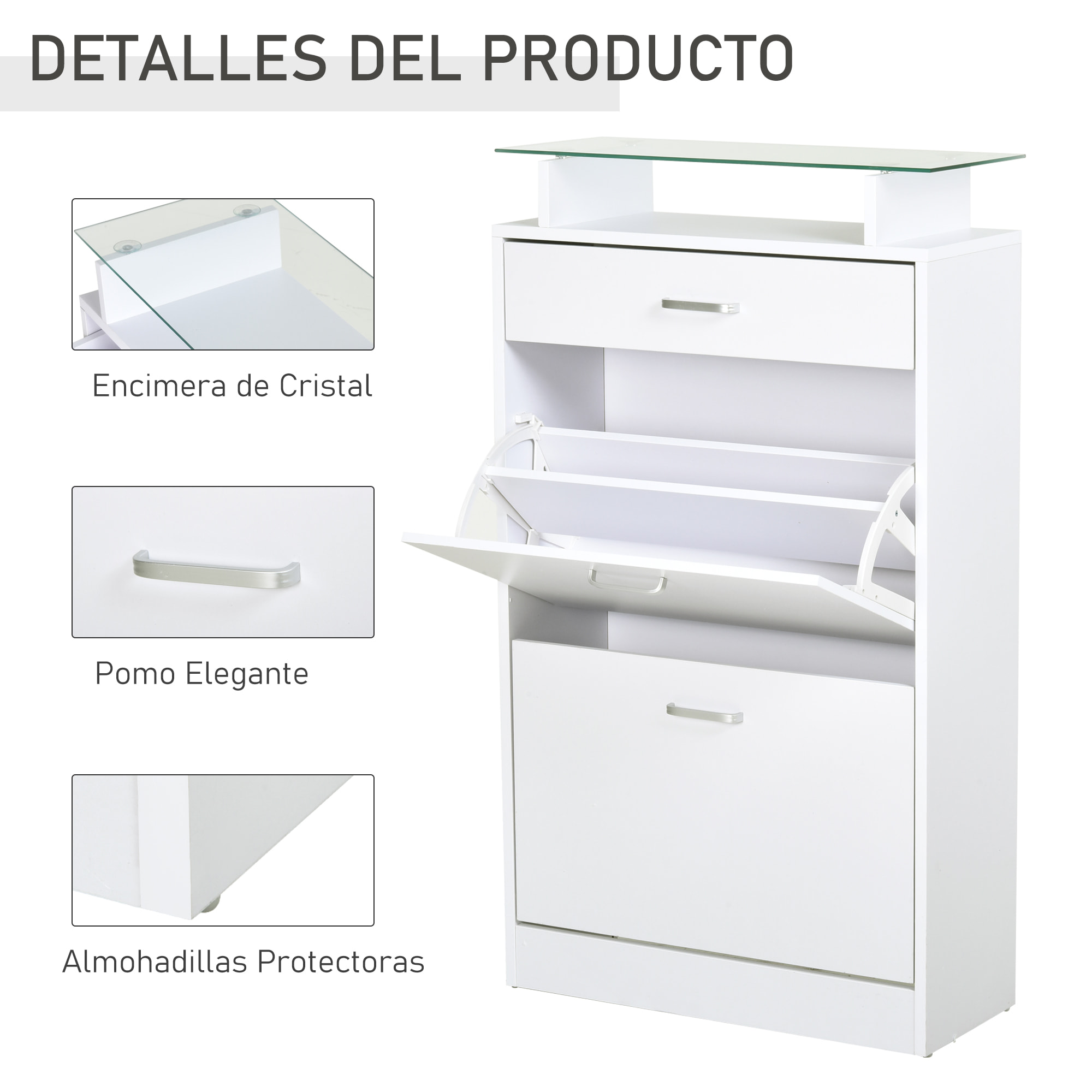 Organizador de Zapatos de Madera 60x24x105,5 cm Blanco