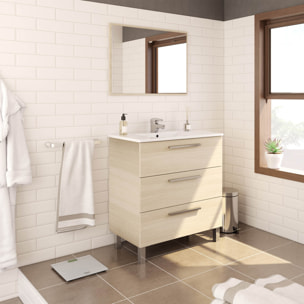 Mueble baño alise 3c 80cm color roble con espejo, sin lavabo