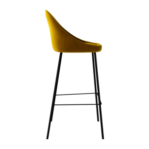 Lot de 2 chaises de bar en velours jaune 75 cm - Misty