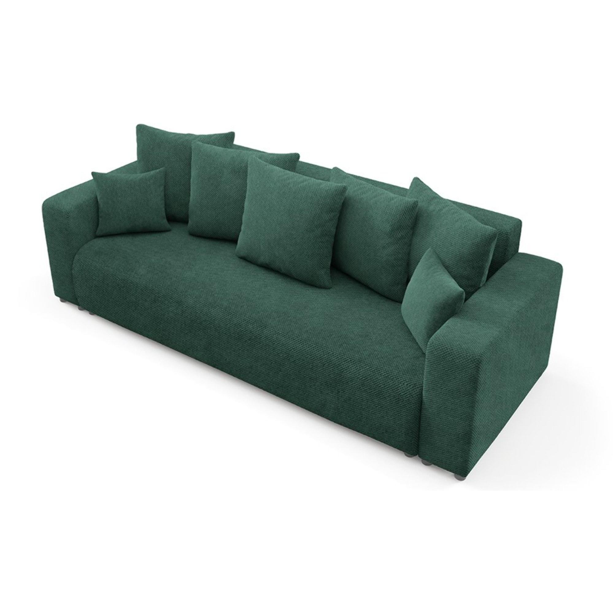 GLORIA - Canapé droit convertible 3 places en tissu vert