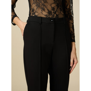 Oltre - Regular fit trousers in Milan stitch - Negro