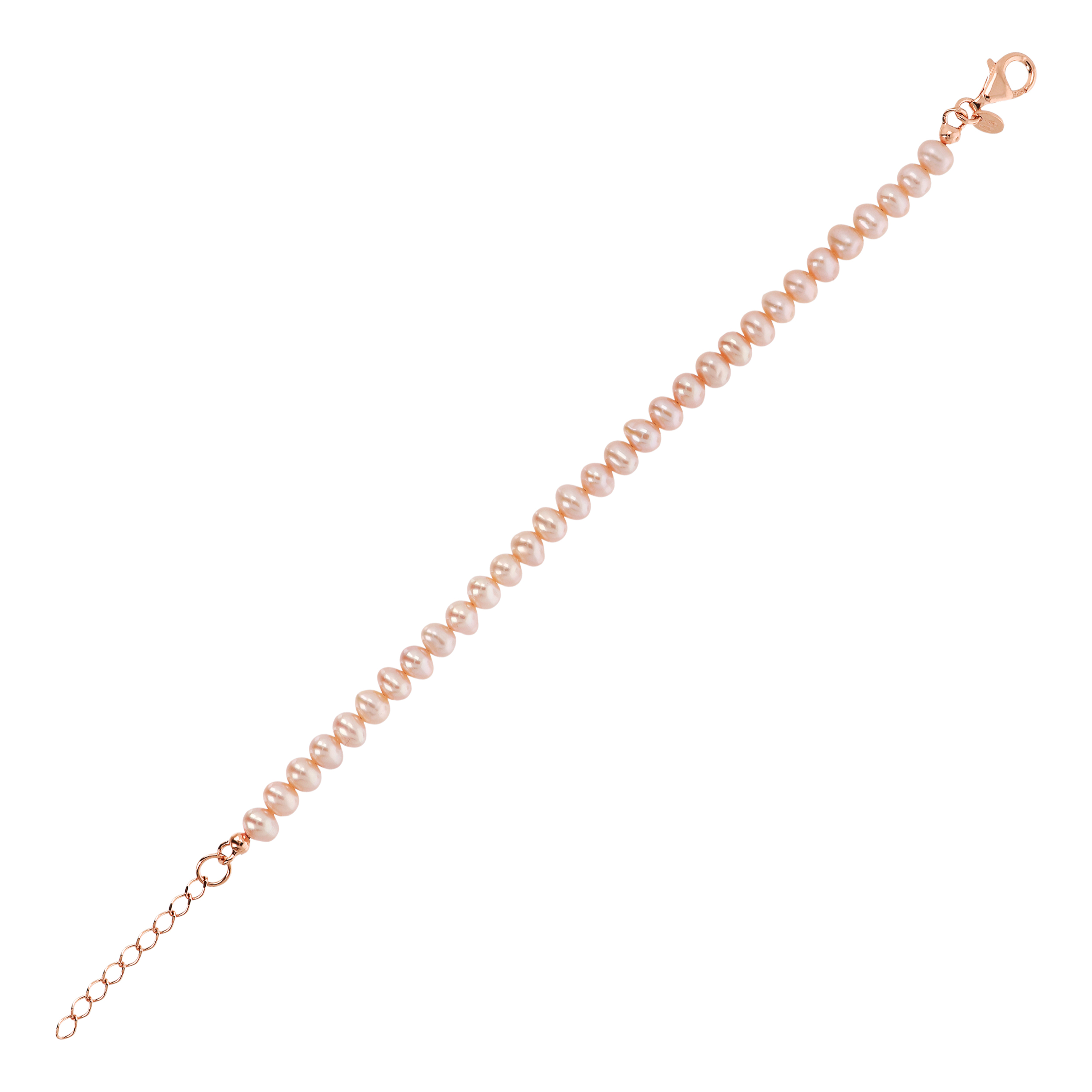 Bracciale Tennis di Perle a Chicco d'Acqua Dolce Multicolor Ø 5/5.5 mm in Argento 925 placcato Oro rosa 18Kt