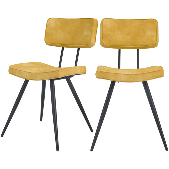 Lot de 2 chaises en cuir synthétique jaune - Texas