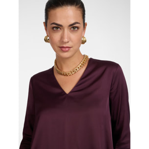 Elena Mirò - Blusa de satén de viscosa elástica - Burgundy