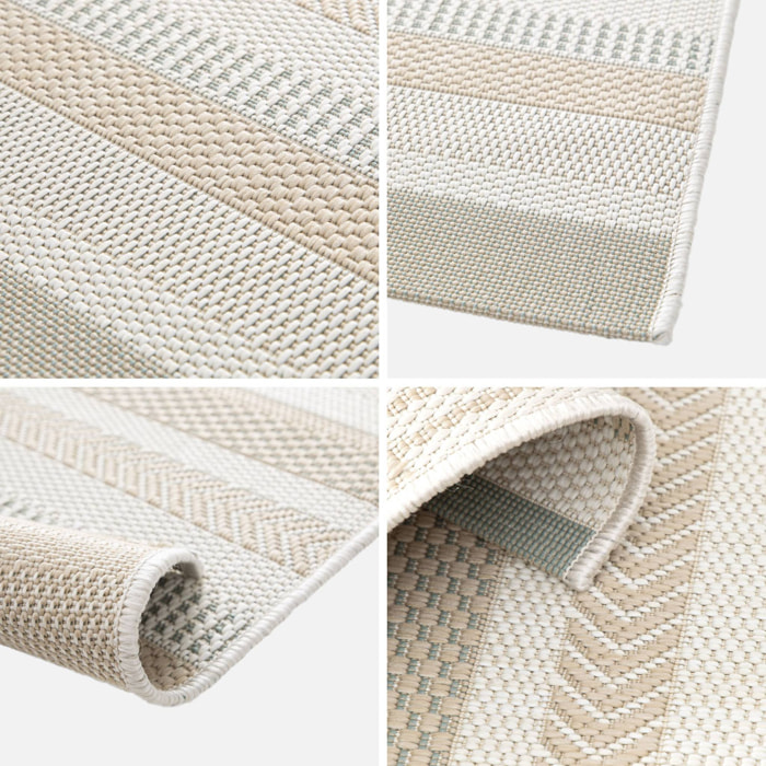 Tapis intérieur/extérieur vintage motif linéaire beige crème gris Gary 120x170cm
