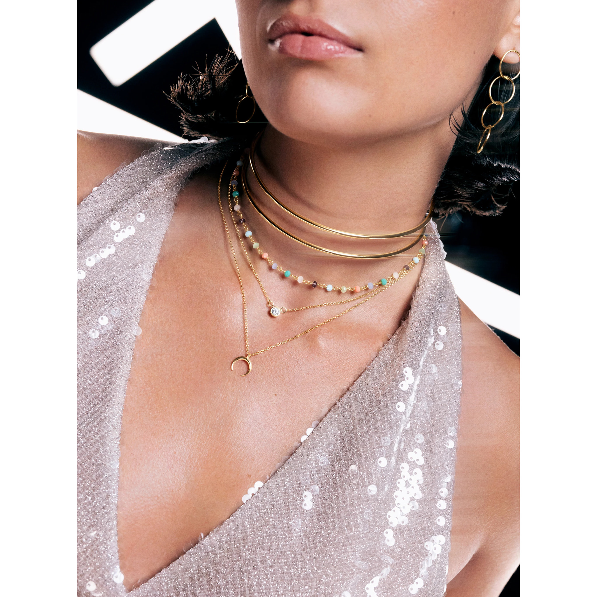 Collana Double Ring Choker Placcato Oro