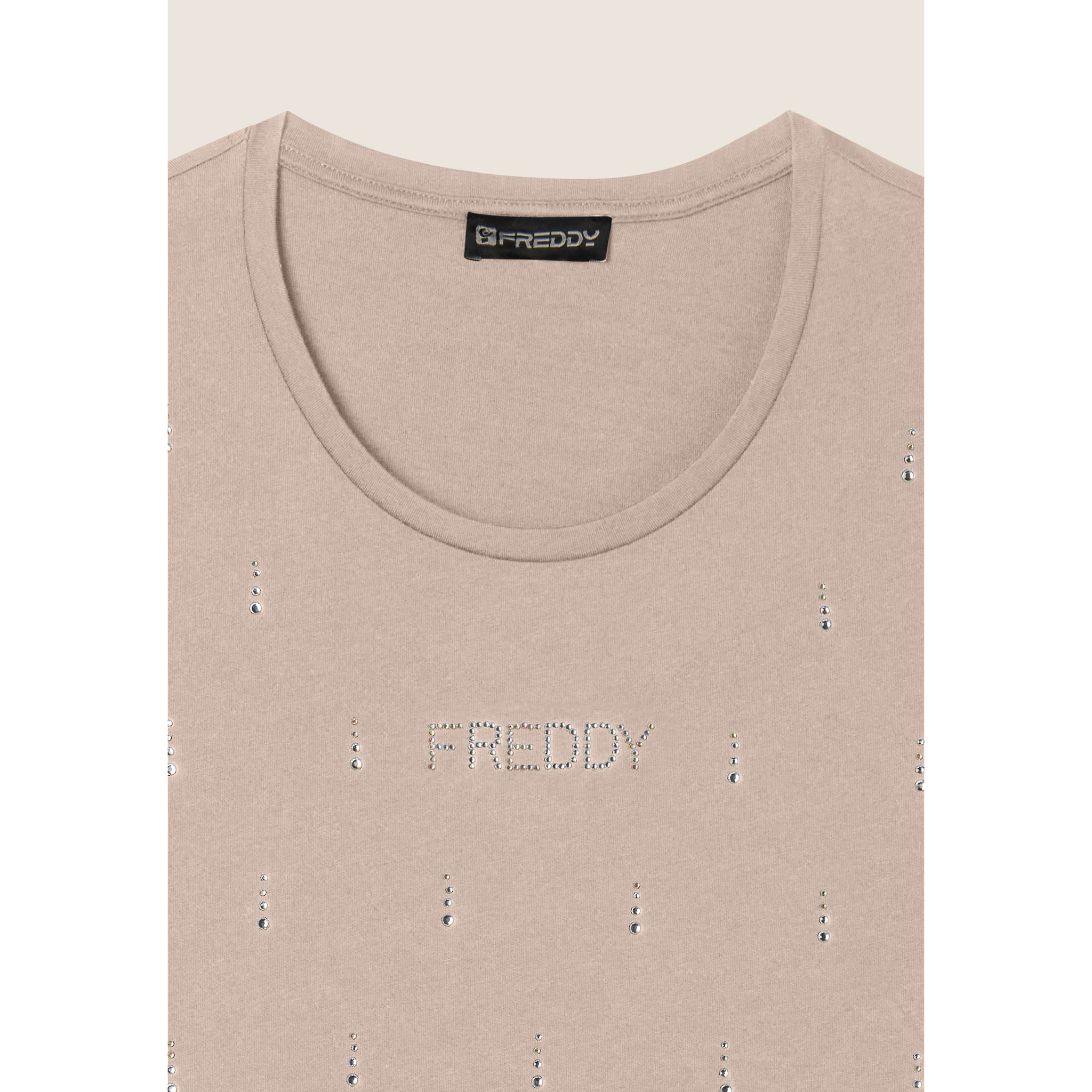 Canotta decorata da Strass in jersey modal