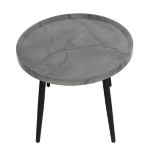 Helsinki - table basse - effet marbre - 80 cm - Gris