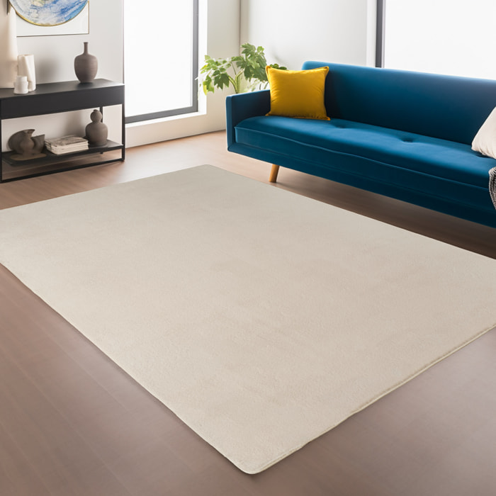 ALBA - Tapis doux creme à poils courts
