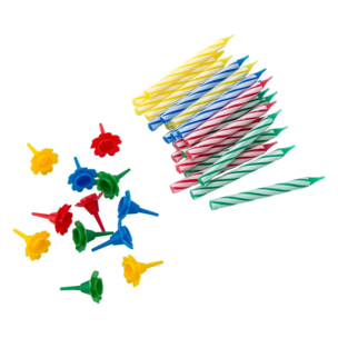 2 Lots de chacun 24 bougies d'anniversaire et 12 bobèches Fackelmann Rio Party