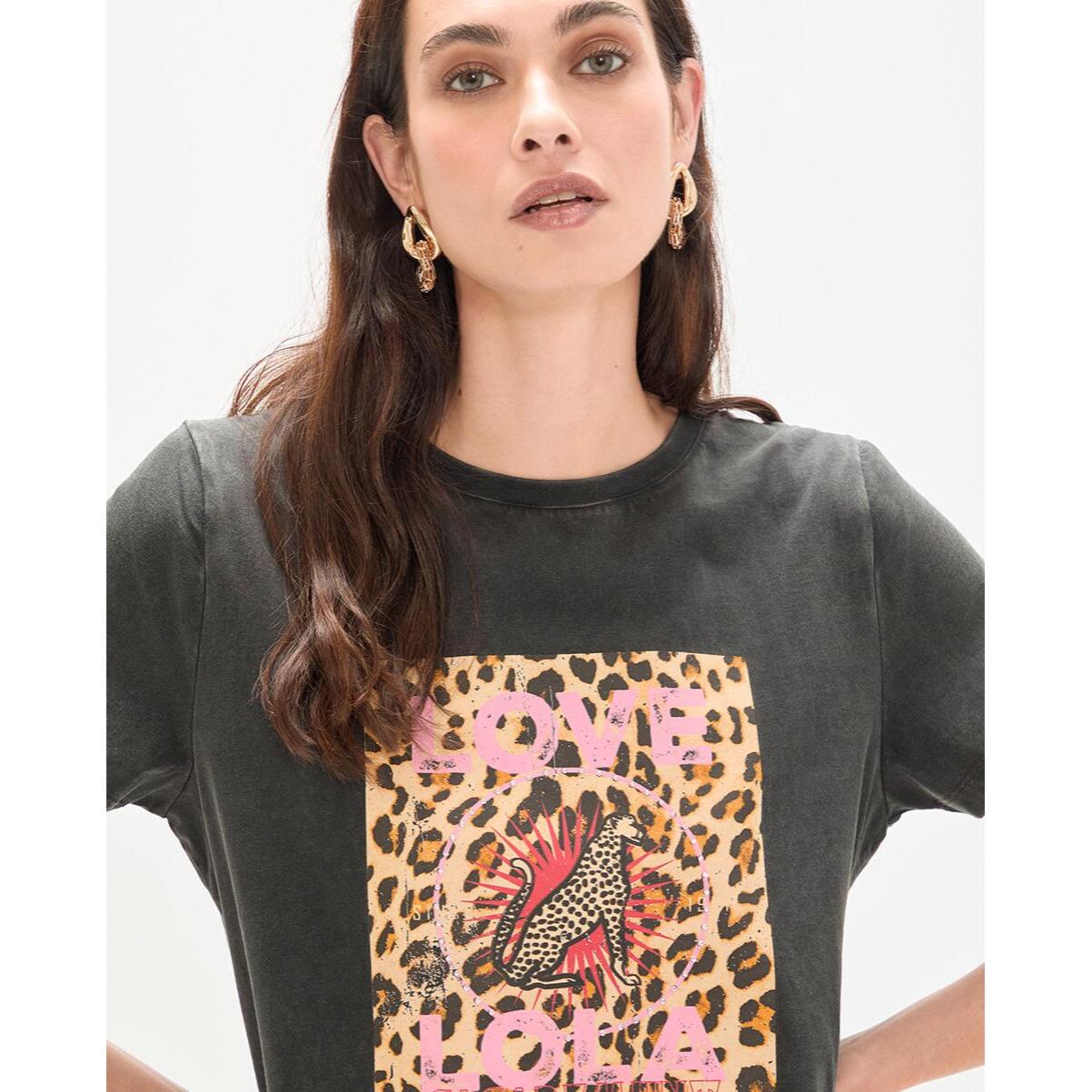Maglietta con stampa leopardata LOVE LOLA