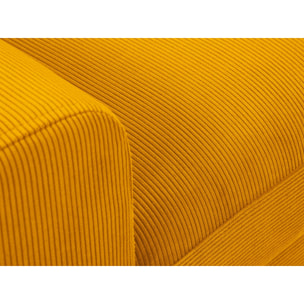 Canapé d'angle droit convertible avec coffre de rangement "Kyoto" 4 places en velours côtelé jaune
