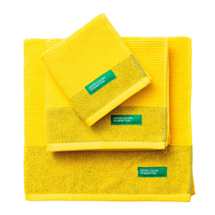 Set de albornoz unisex 380gsm algodón amarillo + toallas de baño (tocador 30x50cm + manos 50x90cm + baño 70x140cm) 450gsm algodón benetton